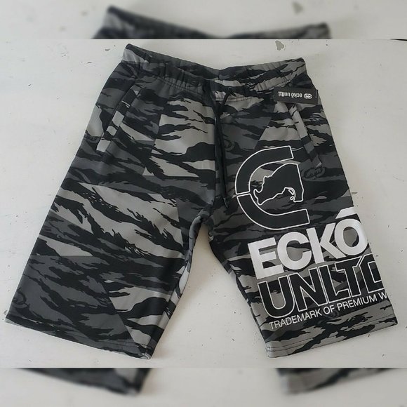 ECKO UNLTD AUTHENTIC FLEX IT FLEECE SHORTS MEN'S REGULAR FIT SIZE S BLACK TIGER - Picture 1 of 8